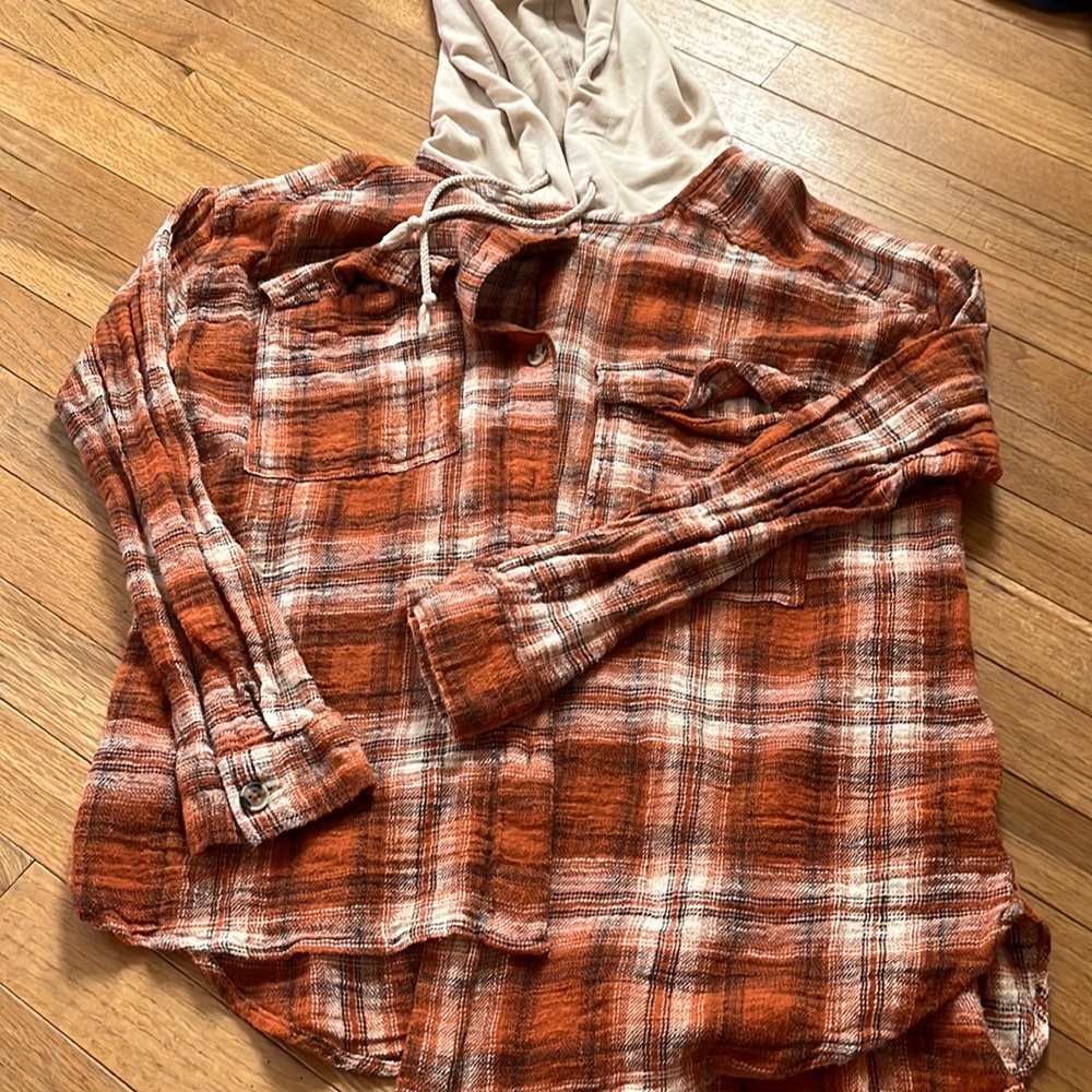 Burnt orange flannel hoodie